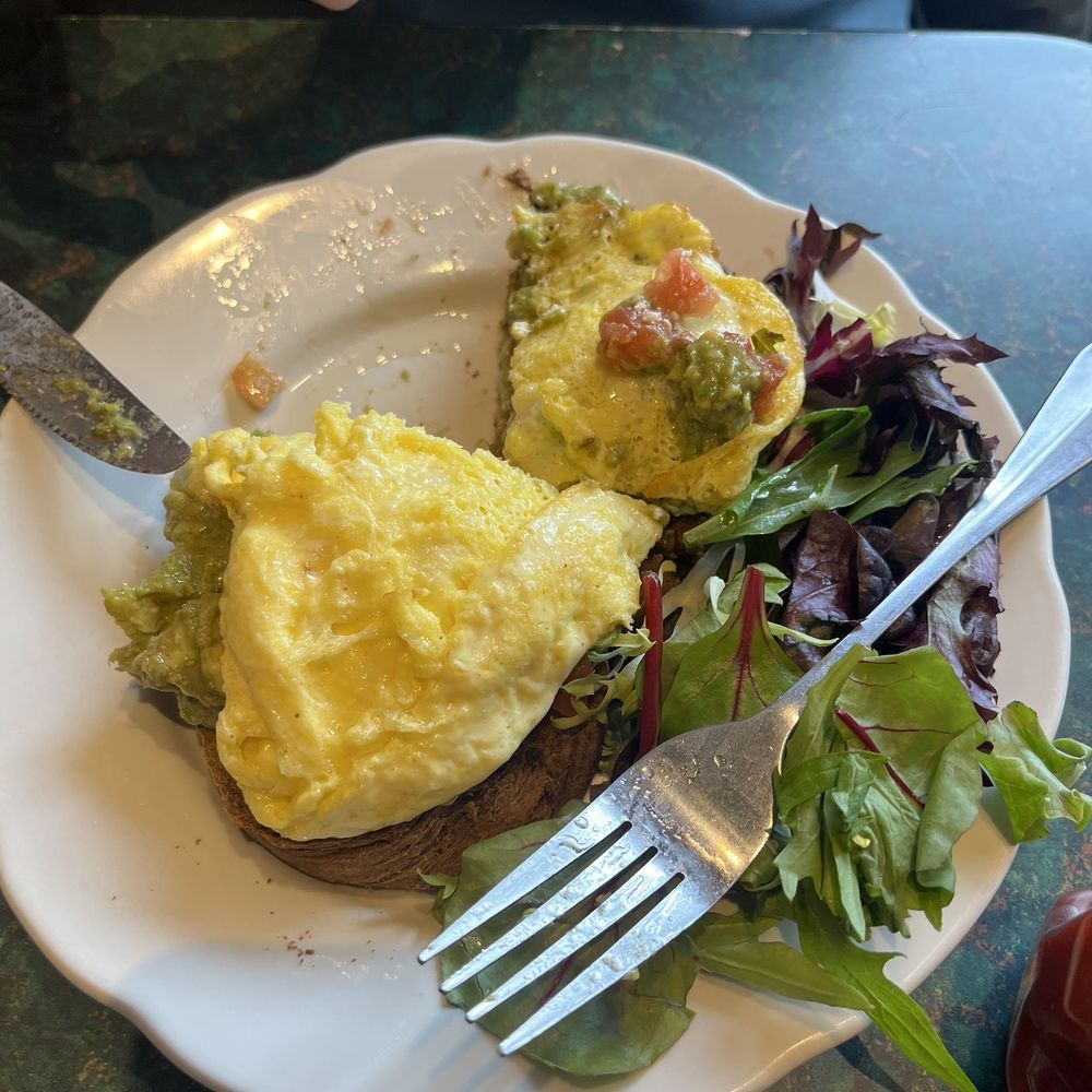 Blue Moon Cafe - Avocado toast with scrambled egg on top - New American Near Me - Saranac Lake, New York Blue Moon Cafe - Avocado toast with scrambled egg on top - New American Near Me - Saranac Lake, New York