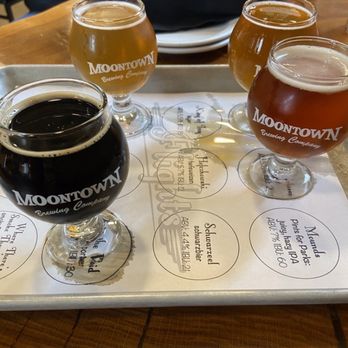 Moontown Brewing Company - Flight of four. Plenty of options to try. - Brewpubs Near Me - Whitestown, Indiana Moontown Brewing Company - Flight of four. Plenty of options to try. - Brewpubs Near Me - Whitestown, Indiana