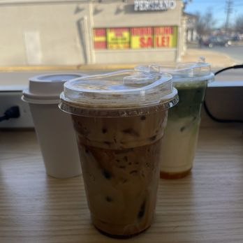 Wild Bean Coffee - Caramel macchiato, brown sugar shaken espresso, and mango matcha (left to right) - Coffee & Tea Near Me - Rockville, Maryland Wild Bean Coffee - Caramel macchiato, brown sugar shaken espresso, and mango matcha (left to right) - Coffee & Tea Near Me - Rockville, Maryland