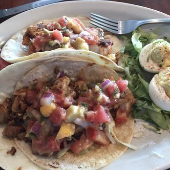 Coconuts - Fish tacos, with a side of deviled eggs. - Seafood Near Me - Fort Lauderdale, Florida Coconuts - Fish tacos, with a side of deviled eggs. - Seafood Near Me - Fort Lauderdale, Florida