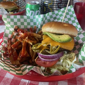 Agave Grille 2 - Agave burger with avocado and fries - American Near Me - Ajo, Arizona Agave Grille 2 - Agave burger with avocado and fries - American Near Me - Ajo, Arizona