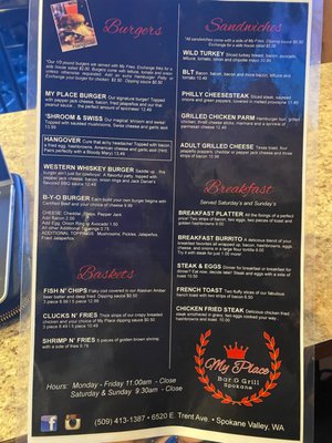 Menu photo 2 My Place Bar and Grill Spokane Valley, WA