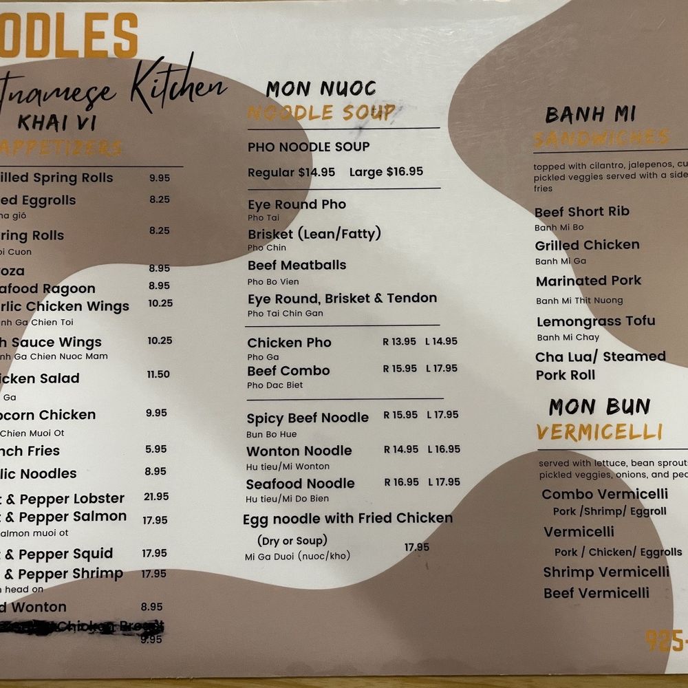 Moodles - Menu 6/26/2026 - Vietnamese Near Me - Brentwood, California
