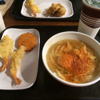 Marugame Udon - Chicken Soup Udon with side shrimp tempura,vegetable croquette and chicken. - Japanese Near Me - Honolulu, Hawaii