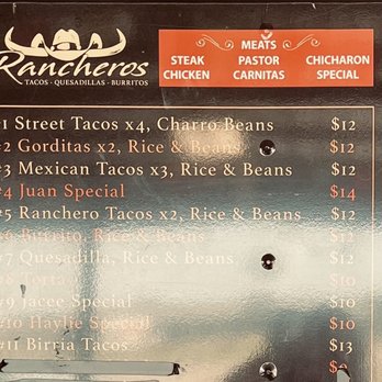 Ranchero - Menu - Food Trucks Near Me - Mead, Oklahoma