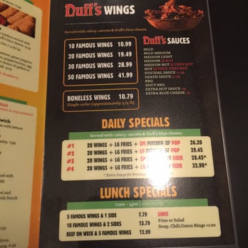 Duff's Famous Wings - Inside Menu - American Near Me - Amherst, New York