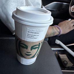 Hot flat white made with vanilla sweet cream instead of milk..extra whip and cinnamon