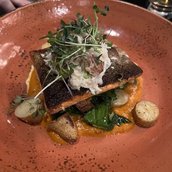 S W Clyborne Provision & Spirits - Pan seared salmon - American Near Me - Mason, Ohio S W Clyborne Provision & Spirits - Pan seared salmon - American Near Me - Mason, Ohio