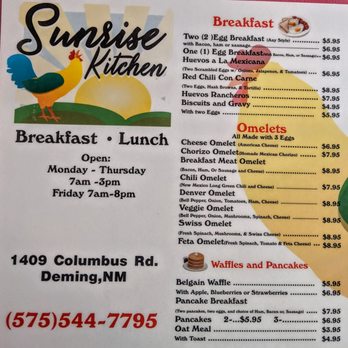 Sunrise Kitchen Cafe - the breakfast menu - American Near Me - Deming, New Mexico Sunrise Kitchen Cafe - the breakfast menu - American Near Me - Deming, New Mexico