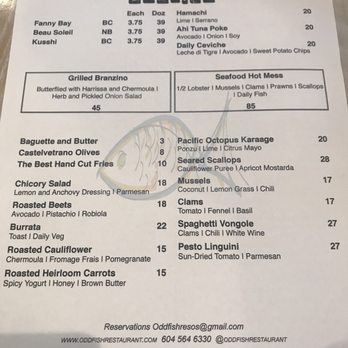 Oddfish - Menu - Seafood Near Me - Vancouver, British Columbia