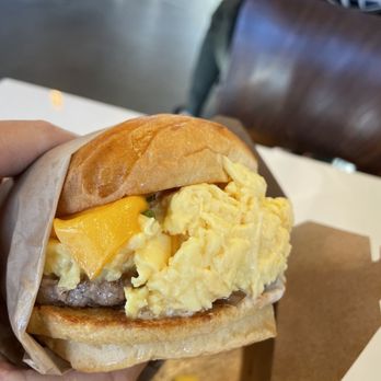 Egghead Sando Cafe - The Scramble Sandwich add $3 Sausage - Fast Food Near Me - Santa Clara, California Egghead Sando Cafe - The Scramble Sandwich add $3 Sausage - Fast Food Near Me - Santa Clara, California