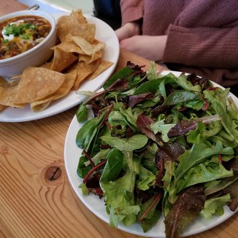 The Lowbrow - That bison chili and a nice, simple, perfect mixed green salad. - Burgers Near Me - Minneapolis, Minnesota