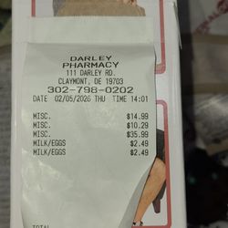 Darley Pharmacy - Receipt purchased 22 hours earlier