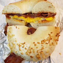 Mountain Lakes Bagel & Deli - Shake Hands with Bacon, Egg, & Cheese on an Onion Bagel!! Let's ROCK!!