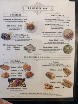 Menu photo 2 PK Oyster Bar Las Vegas, NV