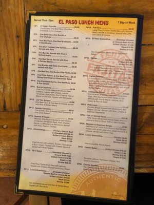 Menu photo 1 El Paso Mexican Grill Lafayette, LA Menu photo 1 El Paso Mexican Grill Lafayette, LA