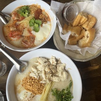 Secret Congee - Garlic Blue Crab Congee Tom Yum Shrimp Congee Youtiao Crispy Fried Dough - Asian Fusion Near Me - Seattle, Washington
