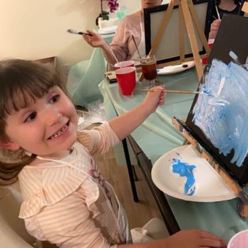 Mobile MozArt - 2 year old learning to paint with us ! - Paint & Sip Near Me