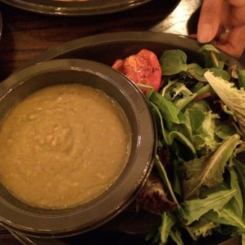 Leaky Cauldron™ - Smoked pea soup and side of salad - British Near Me - Orlando, Florida Leaky Cauldron™ - Smoked pea soup and side of salad - British Near Me - Orlando, Florida