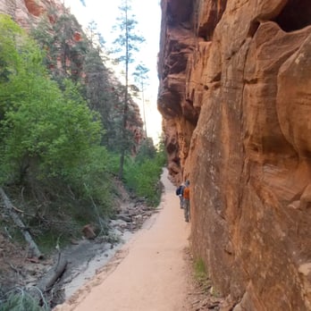 Angel's Landing - trail in narrow canyon between switchbacks - Hiking Near Me - Springdale, Utah Angel's Landing - trail in narrow canyon between switchbacks - Hiking Near Me - Springdale, Utah