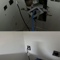 Liberty Painting - Drywall repair on wall before and after.