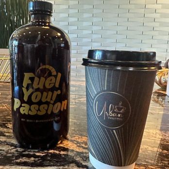 Urban Sweet Cafe - My cute growler and a hot cup of Matcha Latte :p - Cafes Near Me - San Marcos, California