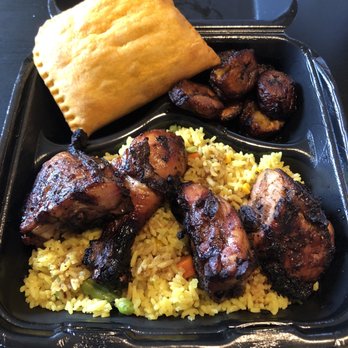 Doc's Street Grill - Jerk Chicken, island fried rice, plantains, beef patty - Chicken Wings Near Me - Roanoke, Texas
