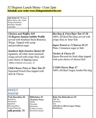 Menu photo 4 32 Degrees Below FLA New Port Richey, FL