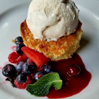 Ocean Prime - Buttercake with Vanilla Ice Cream and Berries. - Seafood Near Me - Denver, Colorado Ocean Prime - Buttercake with Vanilla Ice Cream and Berries. - Seafood Near Me - Denver, Colorado