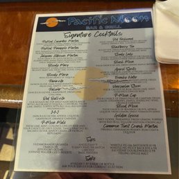 Cocktail menu Cocktail menu