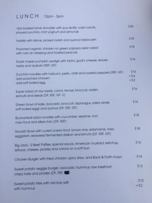 Menu photo 2 Back & Forth Castlecrag, NSW Menu photo 2 Back & Forth Castlecrag, NSW