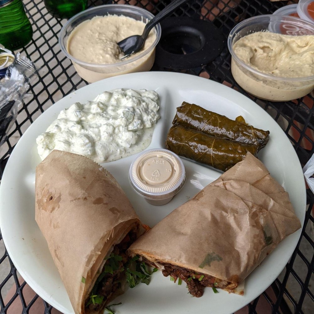 Sassool - Baba Ghanouj, Tatziki, Greek leaves, hummus, lamb wrap - Mediterranean Near Me - Cary, North Carolina Sassool - Baba Ghanouj, Tatziki, Greek leaves, hummus, lamb wrap - Mediterranean Near Me - Cary, North Carolina