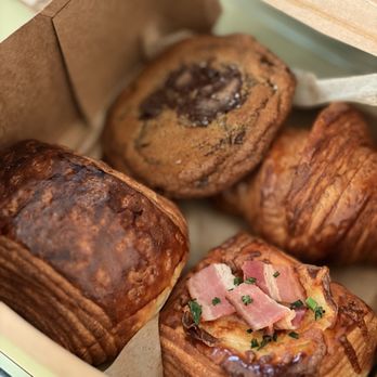 Salted Butter - Chocolate croissant, bacon potato cheese croissant, butter croissant, and chocolate chip cookie - Desserts Near Me - Pasadena, California