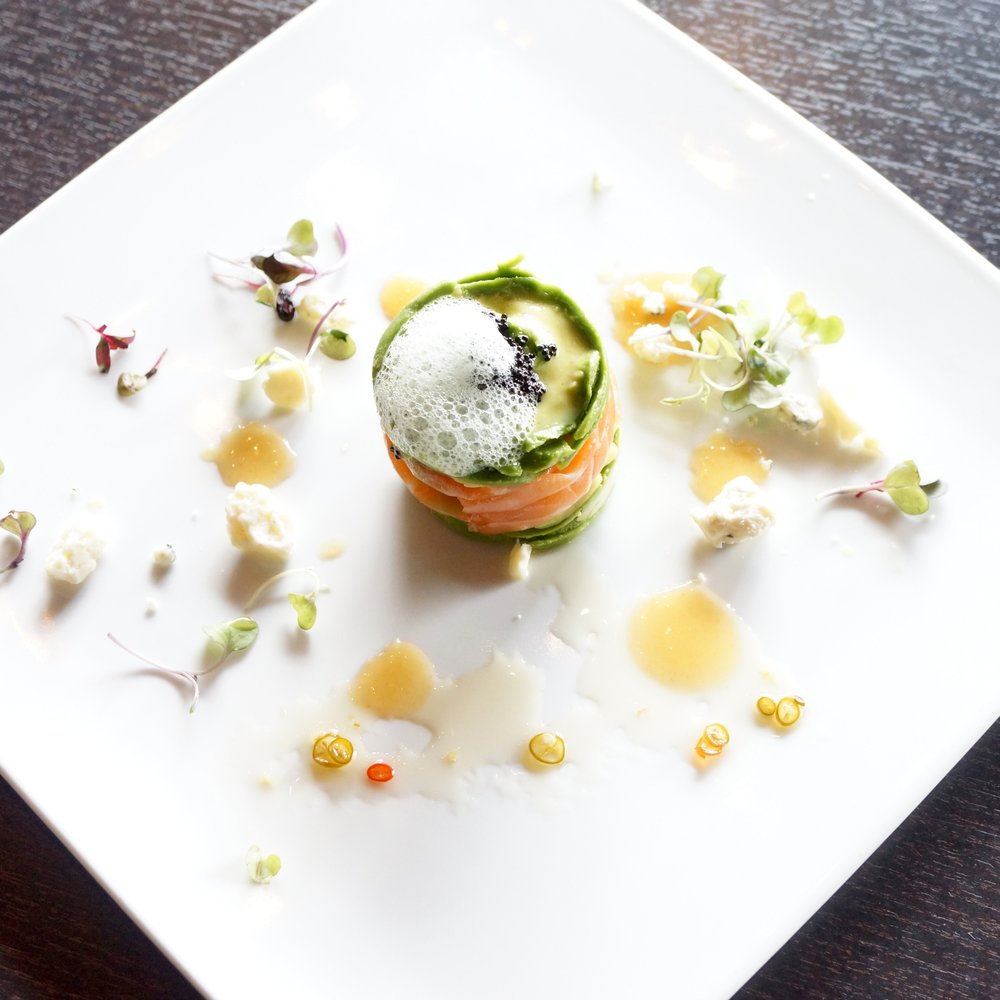 Tadashi - Salmon tartare with avocado, black tobiko, blue cheese and miso basil - Sushi Bars Near Me - Bee Cave, Texas Tadashi - Salmon tartare with avocado, black tobiko, blue cheese and miso basil - Sushi Bars Near Me - Bee Cave, Texas