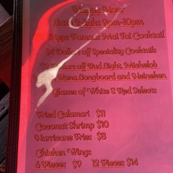 Ohana's Island Bistro & Music - Happy hour menu (sorry bad pic I was under a red tarp under the sun)