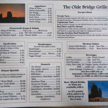 Olde Bridge Grill - Menu Page 2 - American Near Me - Mexican Hat, Utah