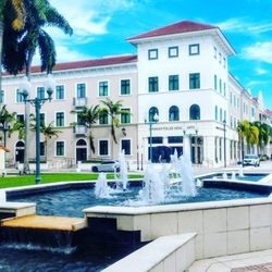 Miramar City Hall - This is the view from the city hall; entrance overlooking the fountain and the police station