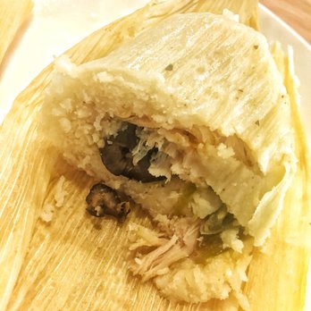 Sutter Cafe - Inside the tamale - chicken, peppers & black olives - $3 - Desserts Near Me - San Francisco, California