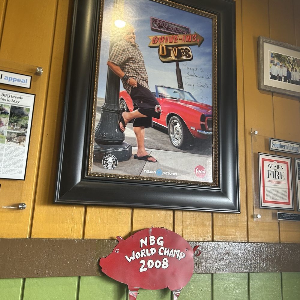 Memphis Barbecue - Guy Fieri's framed poster at the entrance. - Barbeque Near Me - Horn Lake, Mississippi Memphis Barbecue - Guy Fieri's framed poster at the entrance. - Barbeque Near Me - Horn Lake, Mississippi