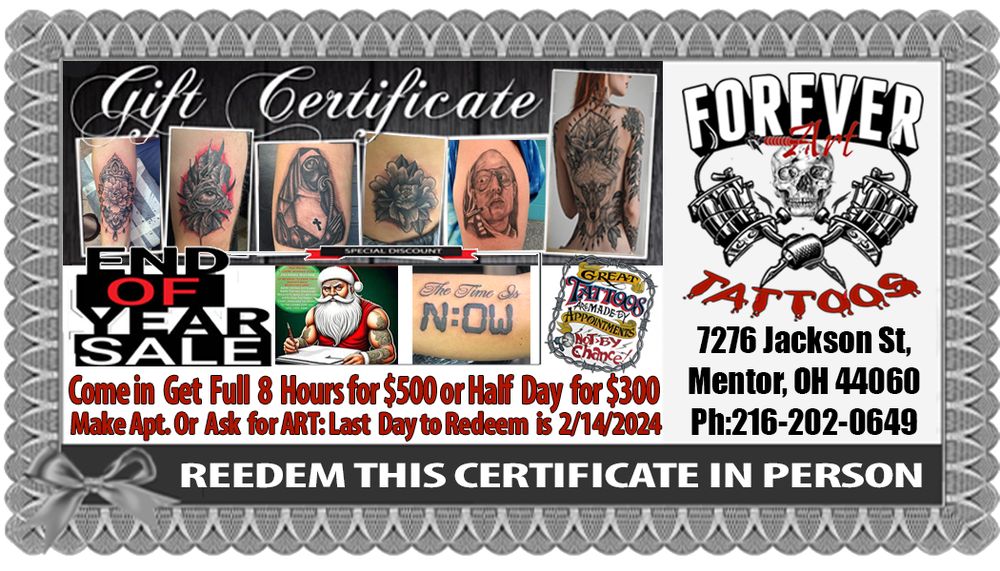 SAVING GRACE TATTOO STUDIO 7276 Jackson St, Mentor, Ohio Tattoo