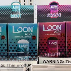 "Loon Air+ disposables in Mint, Grape, Orange & more -- in stock at Tobacco N Stuff, Middleton. Stop in for your vape essentials!"