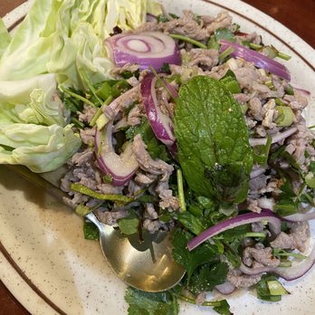 Golden Spoon - Best beef larb (medium spice). Their spice level is very minimal and not enough heat. - Thai Near Me - Manteca, California