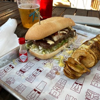 Tiki Docks Riverview - Island Time DockWich with Burger and a Island - Salad Near Me - Riverview, Florida Tiki Docks Riverview - Island Time DockWich with Burger and a Island - Salad Near Me - Riverview, Florida