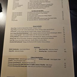 Drinks menu