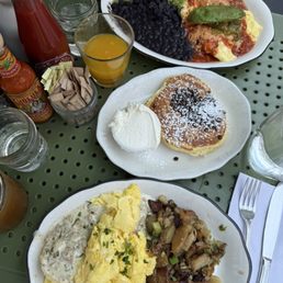 Biscuits and Hatch Chili Sausage Gravy Huevos Rancheros Pancake with chocolate chips Biscuits and Hatch Chili Sausage Gravy Huevos Rancheros Pancake with chocolate chips