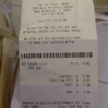 The UPS Store - Tape Use fee receipt 6-20-18 - Printing Services Near Me - West Melbourne, Florida The UPS Store - Tape Use fee receipt 6-20-18 - Printing Services Near Me - West Melbourne, Florida