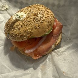 Classic Lox Sandwich on everything bagel Classic Lox Sandwich on everything bagel