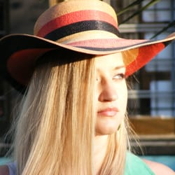 Crazy Mama's Celestial Emporium - Retro is back! Kathryn modeling a hat from the 70's available at Crazy Mama's