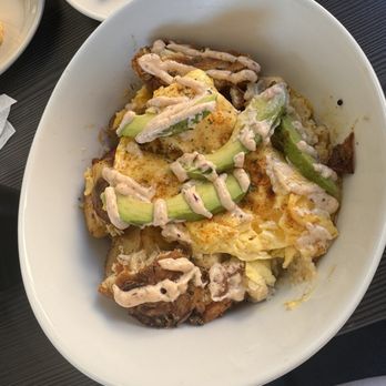 Cajun Breakfast Joint - Crab cake, grits, red potatoes, turkey sausage, eggs and avocado - Breakfast & Brunch Near Me - Phoenix, Arizona