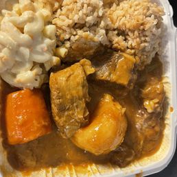 ONE carrot, ONE potato, 1 1/2 pieces of meat (mainly fat) ONE carrot, ONE potato, 1 1/2 pieces of meat (mainly fat)
